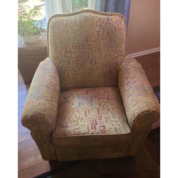 Patterned Arm Chair (39"T, 38"W, 21"D)