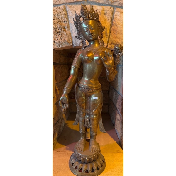 Brass Hindu Welcoming Princess  32" tall