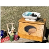 Image 2 : Wooden bread box damage shown in pictures, assortment of coffee, cups bowls, ceramic teapots