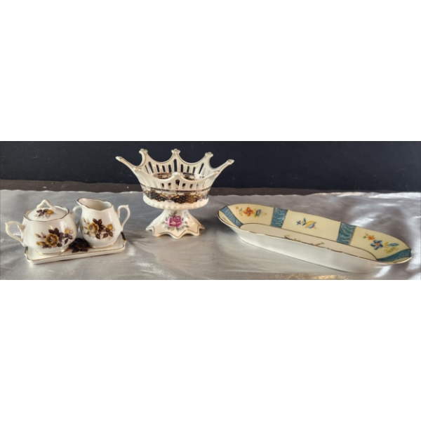 Briswild Decorative Candy Dish, Bavaria Dish, and Japanese Creamer, Sugar Pot and Tray