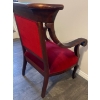 Image 4 : Antique Victorian Upholstered Arm Chair - Empire Tuffed Red Velvet w/ Mahogany Base 29x25x23