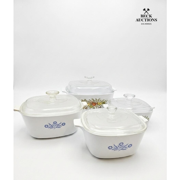  Corning Ware Blue Cornflower &  Corning Ware Casserole "L'Echalote La Marjolaine" Dishes .