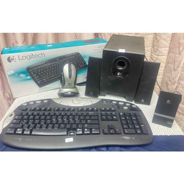 Logitech Computer Components 2 Key Boards Wireless Mouse Speakers Sub Woofer 