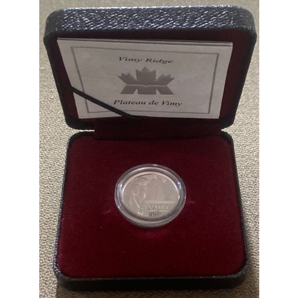 2002 Vimy Ridge 5-Cent Proof Coin 92.5% Silver 5.35 Grams
