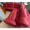 Image 2 : Red Leather Sectional Reclining Sofa with Console