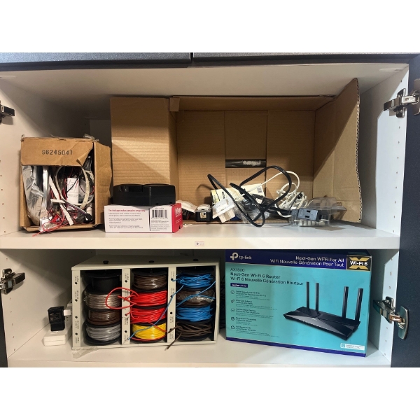 Selection Of Electrical Supplies & TP Link WiFI Router along with a Box of LED Lights 