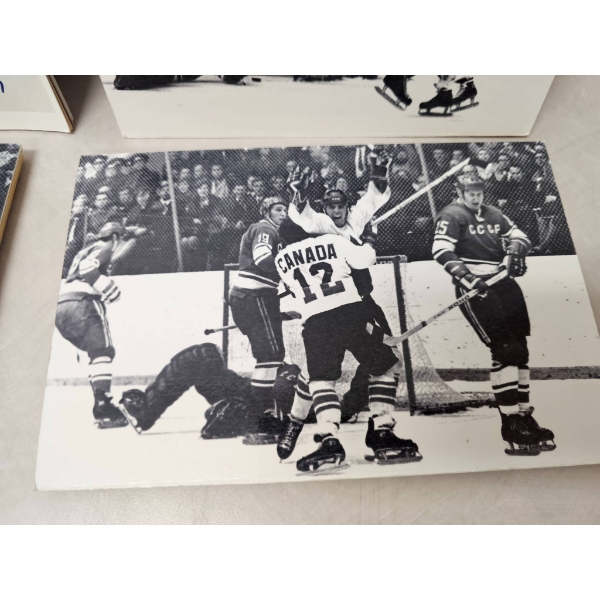 Black-and-White Hockey Memorabilia Photos, Including Signed Image