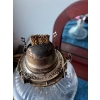 Image 2 : Antique Glass Oil Lamp with Ribbed Base &amp; Brass Burner
17.75 in high
 Oil well diameter 5 in