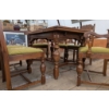 Image 3 : 1940s Hardwood Dining Table with Hand-Embroidered Cushions, Includes Extensions and Six Chairs