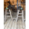 Image 1 : 2 Awesome Saddle Bar Stools With Sold Wood Legs L21 W13 H34