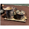 Image 5 : collection of handcrafted pottery all very heavy all items are roughly 5 inches tall