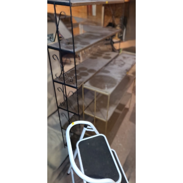 Metal Utility Shelves 37 W, 9 D, 36 T and  37 W, 9 D, 58 T, 2 Step Stool w/ Rubberized Steps 