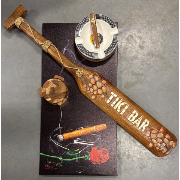Collectible Bar Sign w/ Coheba Ashtray, Coasters & A Tiki Bar Sign- Man Cave Items