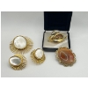 Image 1 : Retro 1960s cabochon pin, old agate brooch/necklace, and a vintage moonstone 1960s brooch and earrin
