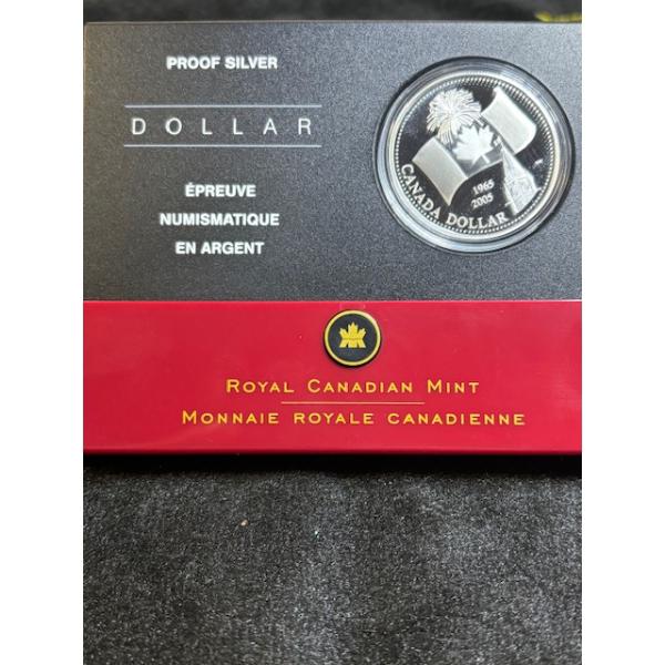 2005 $1 Canada's National Flag, 40th Anniversary - Pure Silver Dollar Proof 25.17g RCM 
