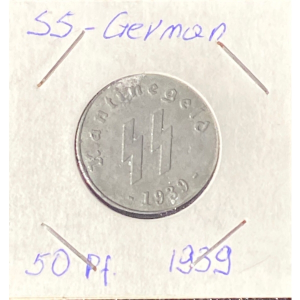 1939 German SS 50 Pfennig Kantinegeld Token 
