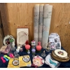 Image 1 : Decorative and Craft Items Featuring Textiles, Glassware, and Collectibles