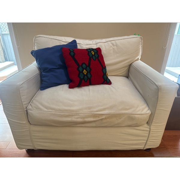 Armchair With Cushions Purchased From McAllen's, Off-White Upholstery