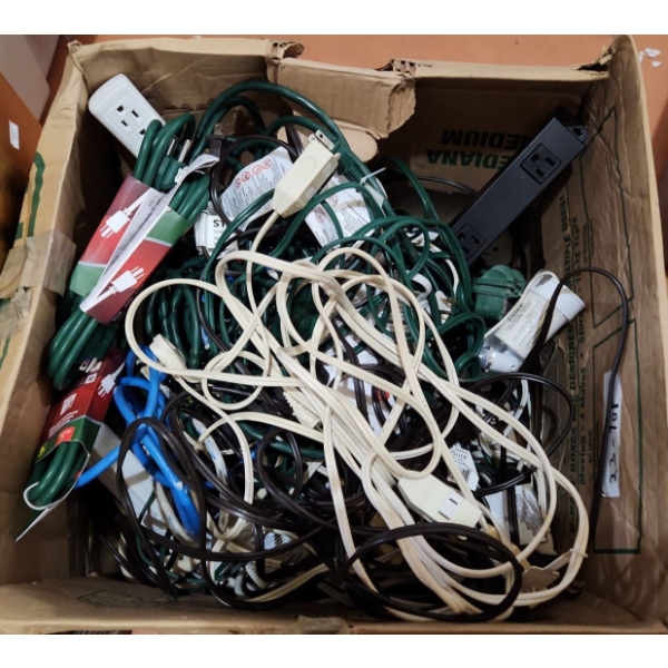 Big Box of Power Bars, Indoor Extension Cords, Holiday Light Plugs and More!