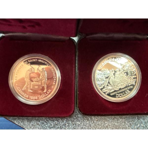 1988-1989 Silver Proof Dollars . Saint-Maurice Ironworks Mackenzie River Bicentennial 46.66 g silver