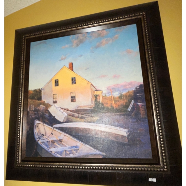 Mid Century Cape Cod Oil on Board Art 32T Artist Unknown