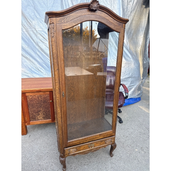Antique Wooden Cabinet With Glass Door