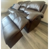 Image 3 : Leon's Brown 3 Seater Reclining Leather Sofa w/Cushions  84"w x 40"d x 31" tall