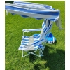 Image 5 : Coleman Cooler 24 W, 12 D, 7 T and Two Folding Striped Chairs 31 W, 21 D, 34 T w/ Sunshades
