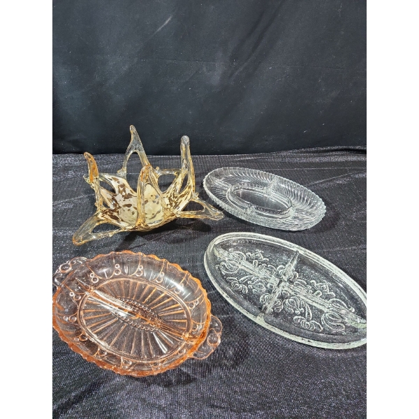 Various Serving Trays and Glass Art
