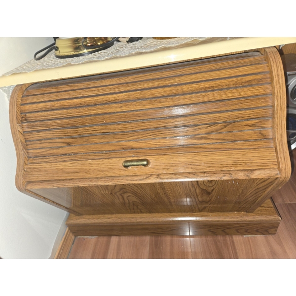 Light Oak & Stained Glass Side Table 25L x 23D x 21T
