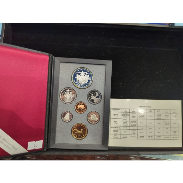 RCM 1995 Double Dollar Proof Set RCMP Dog Team Silver Dollar 25.17g 92.5% Silver Dollar