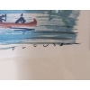 Image 2 : Framed Watercolor Landscape Featuring Lakeside Scene with Canoes
