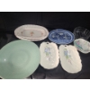 Image 1 : Green Plate 13.5, Nikko  Pink and White Platters- Largest: 14 x 9.5, Antique Blue & White 11 x 8.5