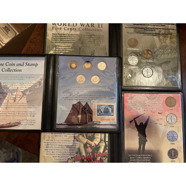 Collection Of Canadian War Nickels & Blue Nose Silver  Coin & Stamp set  