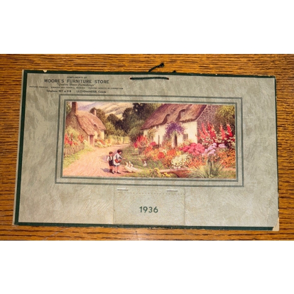 1936 Moores Furniture Store LLoydminster Canada Calender Like New