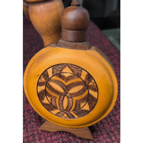 Brass Candlesticks, Wooden Stool, Wooden Bowl, Violin Decor, Decorated Flask