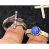Image 2 : Pair of Sterling Silver Rings, and Cross Necklace (total weight 6.9g)