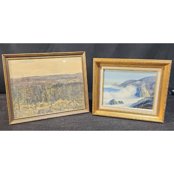 Artist Signed Original Art Pieces from 1934 and 1975, Framed