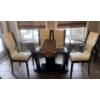 Image 1 : 5 Piece Contemporary Dining Set w/ Glass Top & Genuine Leather Upholstery