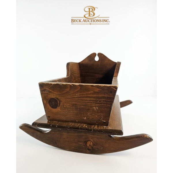 20Th Century Antique Handcrafted Wooden Doll Cradle. 