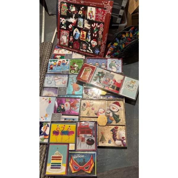 Collection Of Christmas Cards & Lights  w/gift tags