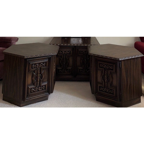 3 Piece 1970's Coffee Table Set 26x19