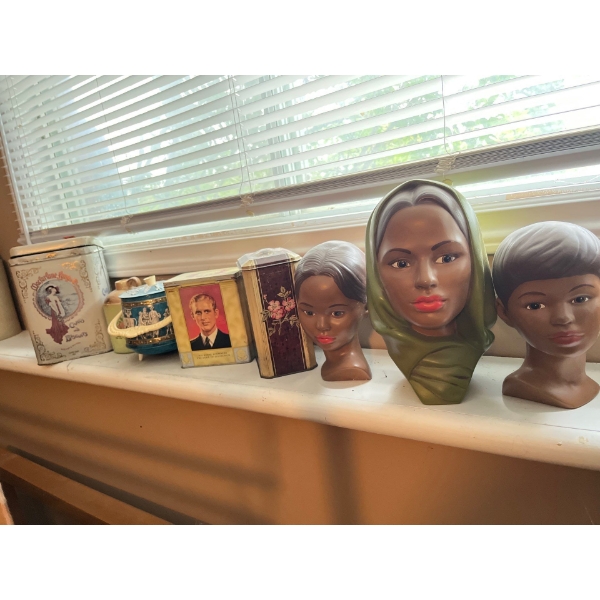  Vintage Marwal MOTHER, DAUGHTER Statuary Middle Eastern Family Plaster of Paris with a collection o