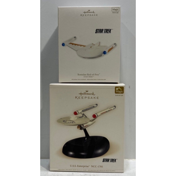Star Trek - USS Enterprise NCC 1701, Romulan Bird of Prey Hallmark Ornaments