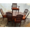 Image 3 : Wooden Table w/ 6 Chairs and 2 Leafs - ~ Table is Around 5.5Ft Wide, 3.5 Ft Deep, and 2.5 Ft Tall 