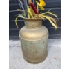 Image 2 : Large Vintage Metal Milk Jug w. Artificial Flowers 