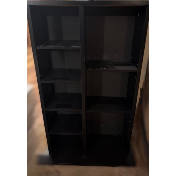 Bookcase Black MDF19 W, 9 D, 33 T, Framed Print 9 X 7, Assorted Media/ Games
