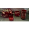 Image 1 : Cranberry Glass: Ruby Red Bubble Tumbler w/ Decorative Candy Dish & More