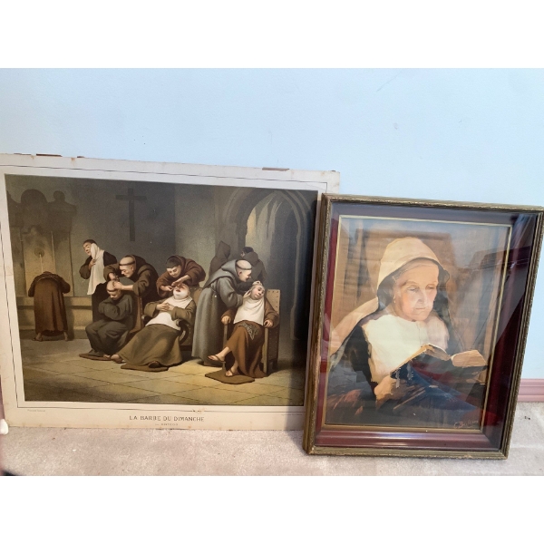 La Barbe Du Dimanche Par Ortego Monk Art 16x12 w/ C. Bulcino Nun Art