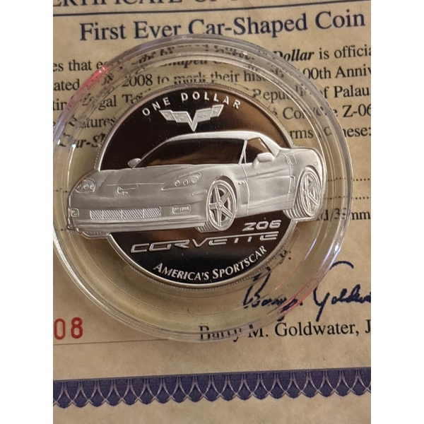 Corvette Silver Coin, One Dollar, Car-Shaped